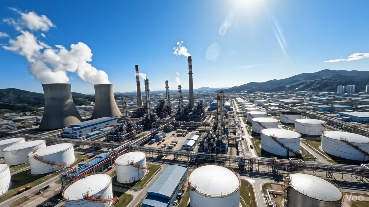 Large modern petrochemical industrial plant facility
